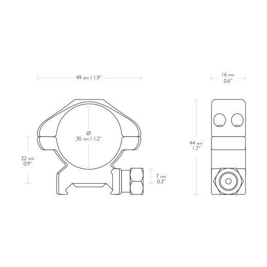Nosač optike prsten za Pikatini Šinu HAWKE čelični fi30mm Med. 23006-4771