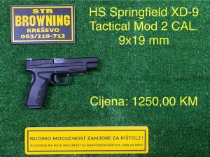 HS Springfield XD-9 Tactical Mod 2 5.0” CAL. 9x19 mm