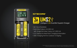 Inteligentni punjač za baterije NITECORE UMS2 + QC 3.0 USB