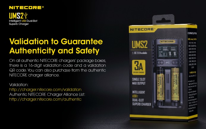 Inteligentni punjač za baterije NITECORE UMS2 + QC 3.0 USB